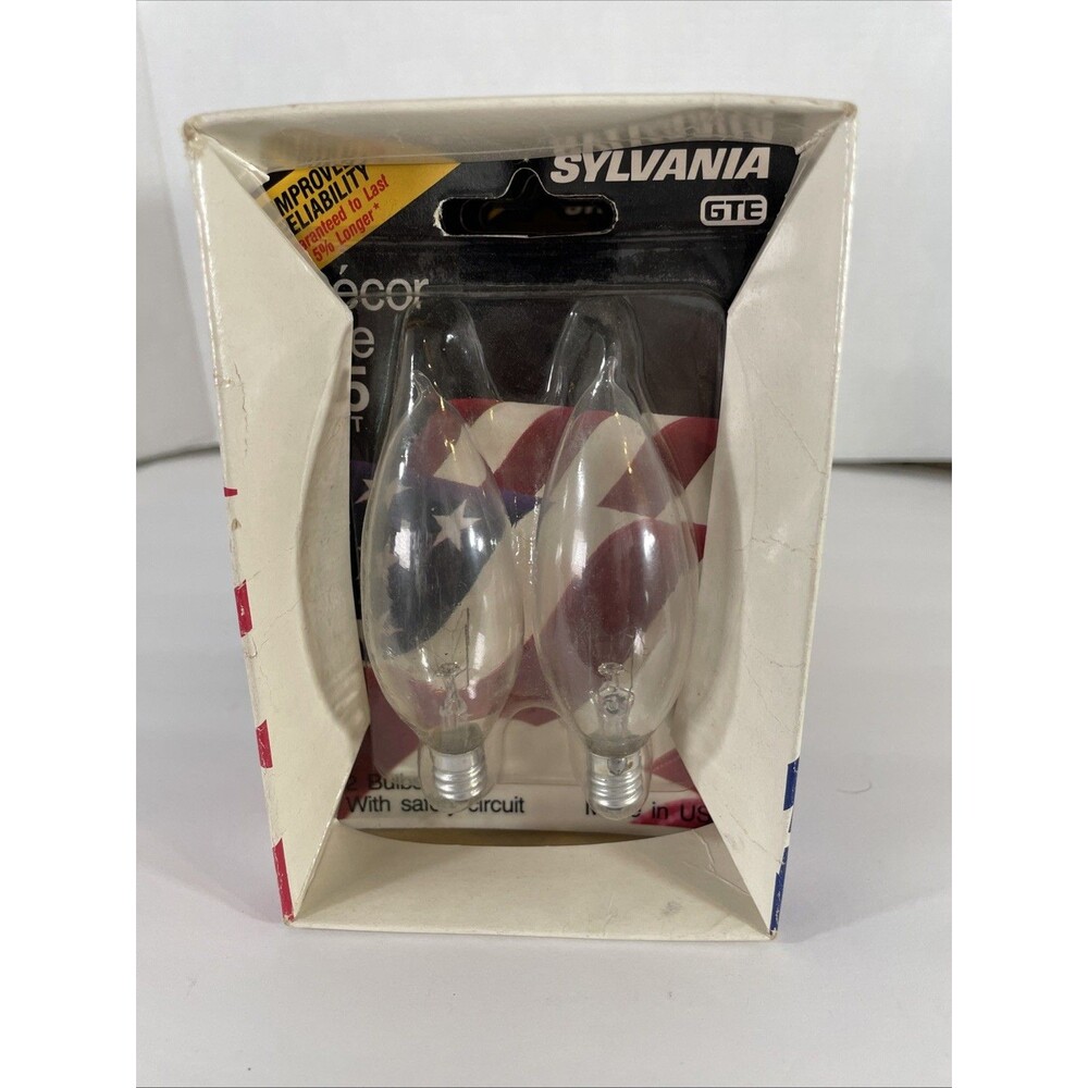 Vintage Sylvania Decor Lite 25W Decorative Candelabra Flame Tip 6 2-Packs New
